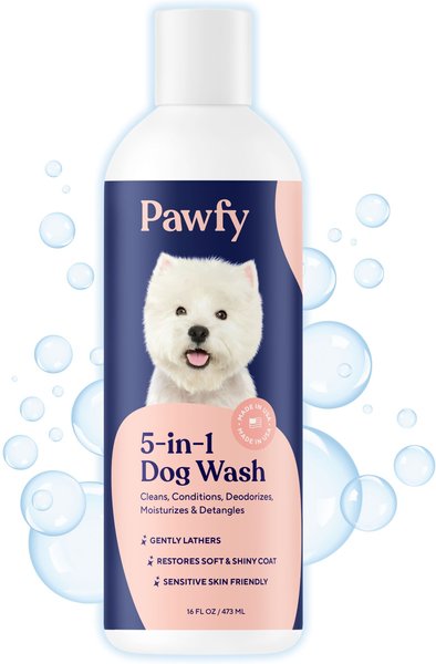 PAWFY 5-in-1 Coconut &amp; Aloe Vera Dog Shampoo, 16-fl oz bottle 