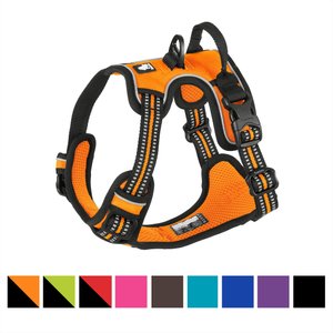 Chai's Choice Premium Outdoor Adventure 3M Polyester Reflective Front Clip Dog Harness, Orange, Small: 17 to 22-in chest