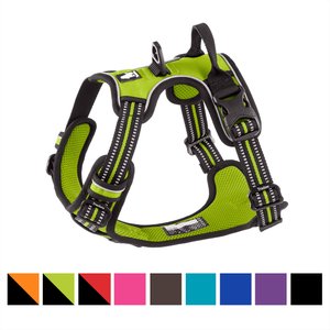 Chai's Choice Premium Outdoor Adventure 3M Polyester Reflective Front Clip Dog Harness, Green, Medium: 22 to 27-in chest