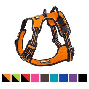 Chai's Choice Premium Outdoor Adventure 3M Polyester Reflective Front Clip Dog Harness, Orange, Large: 27 to 32-in chest