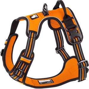 Chai's Choice Premium Outdoor Adventure 3M Polyester Reflective Front Clip Dog Harness, Orange, Large: 27 to 32-in chest