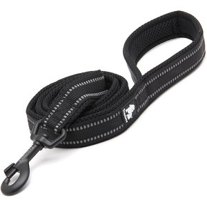 Chai's Choice Premium Outdoor Adventure Padded 3M Polyester Reflective Dog Leash, Black, 3.6-ft long, 4/5-in wide
