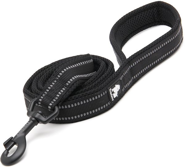 Chai's Choice Premium Outdoor Adventure Padded 3M Polyester Reflective Dog Leash, Black, 6.5-ft long, 4/5-in wide slide 1 of 5