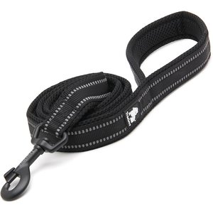 Chai's Choice Premium Outdoor Adventure Padded 3M Polyester Reflective Dog Leash, Black, 6.5-ft long, 4/5-in wide