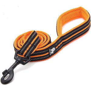 Chai's Choice Premium Outdoor Adventure Padded 3M Polyester Reflective Dog Leash, Orange, 6.5-ft long, 4/5-in wide
