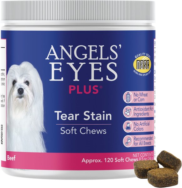 Angels Eyes Plus Beef Flavored Soft Chews Tear Stain Supplement for Dogs Cats