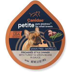 CANIDAE PURE Petite All Stages Small Breed Fricassee Style Dinner with Turkey & Green Beans Wet Dog Food Trays, 3.5-oz, case of 12