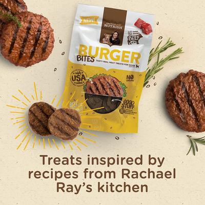 Show full view: Rachael Ray Nutrish Burger Bites, Beef Burger with Bison Grain-Free Dog Treats, 3-oz bag slide 5 of 10
