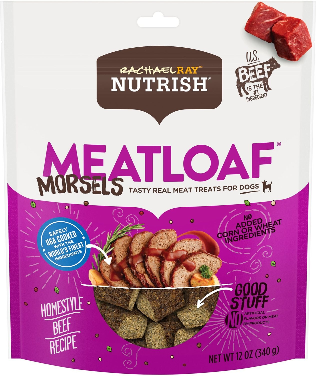 RACHAEL RAY NUTRISH Meatloaf Morsels Homestyle Beef Recipe Dog Treats ...