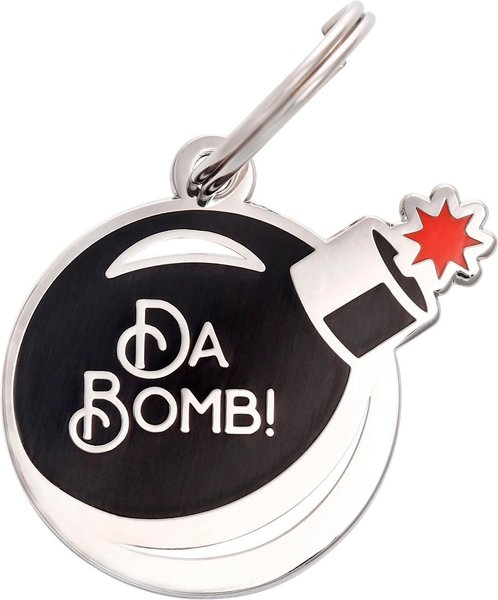 TWO TAILS PET COMPANY Da Bomb! Brass Non-Personalized Dog & Cat ID Tag ...