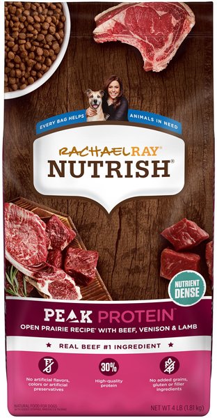 Rachael Ray Nutrish PEAK Open Prairie Recipe with Beef, Venison & Lamb Natural Grain-Free Dry Dog Food, 4-lb bag slide 1 of 10