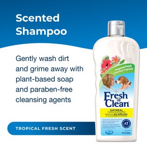 PetAg Fresh 'n Clean Oatmeal 'n Baking Soda Dog Shampoo, Tropical Fresh Scent, 18-fl oz bottle