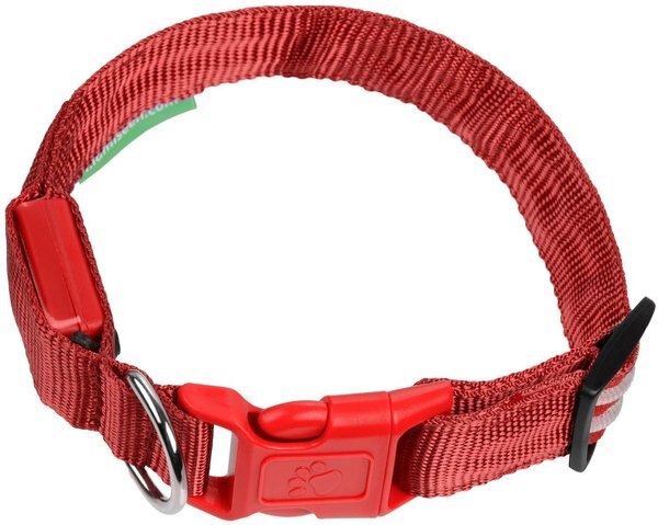 Illumiseen LED USB Rechargeable Nylon Dog Collar, Red, XX-Small: 8.6 to 11.4-in neck slide 1 of 7