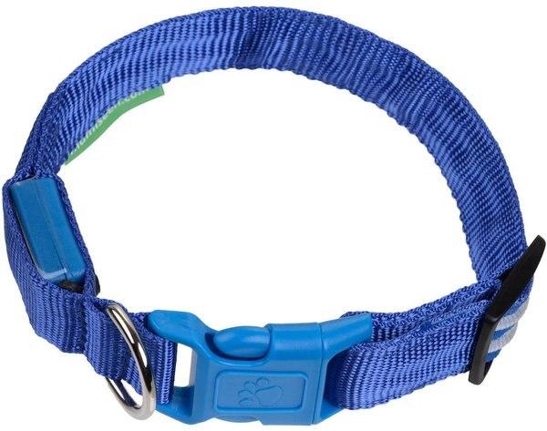 Illumiseen LED USB Rechargeable Nylon Dog Collar, Blue, Large: 19 to 24-in neck slide 1 of 9