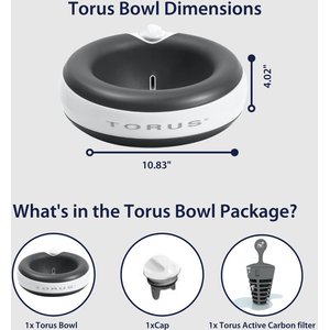 Torus Pet Filtered Dog & Cat Water Bowl, Charcoal, 68-oz