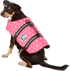 Paws Aboard Pink Polka Dot Dog Life Jacket, Large