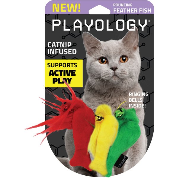 Playology Felt Fish Cat Toy with Catnip, 3 count