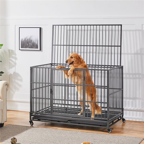 YAHEETECH Indestructible Dog Crate, Black, 48-in - Chewy.com