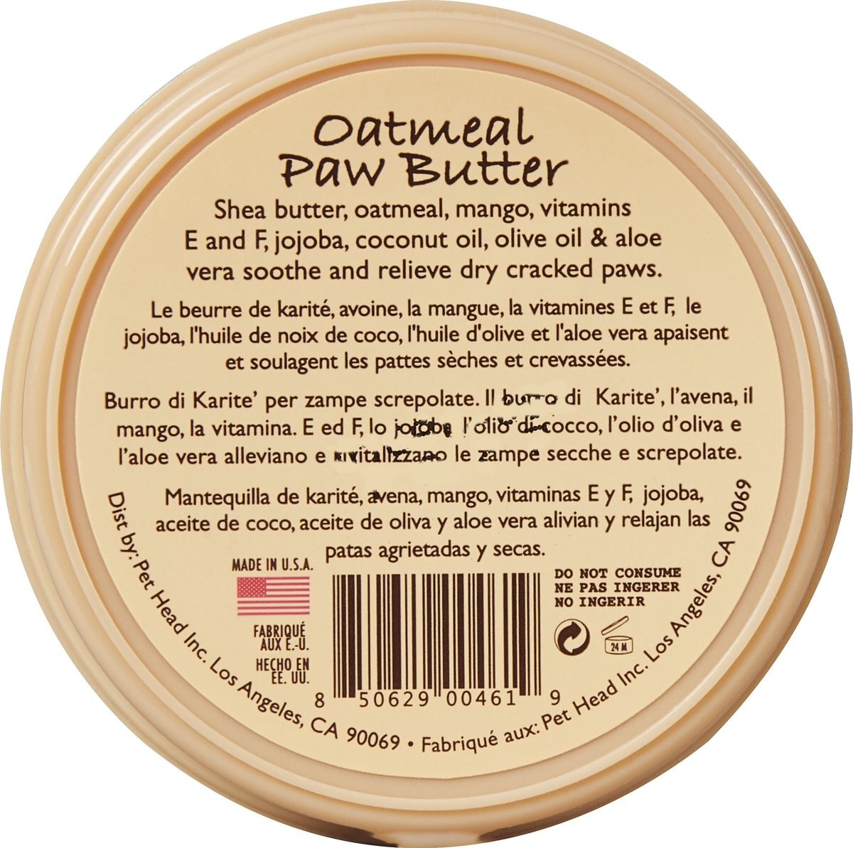 PET HEAD Oatmeal Paw Butter Soothes & Nourishes Paws & Noses 2oz