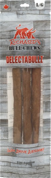 this and that Canine Company Richard's Large Delectabullz Low Odor Beef Pizzle Dog Natural Chew Treats, 3 count