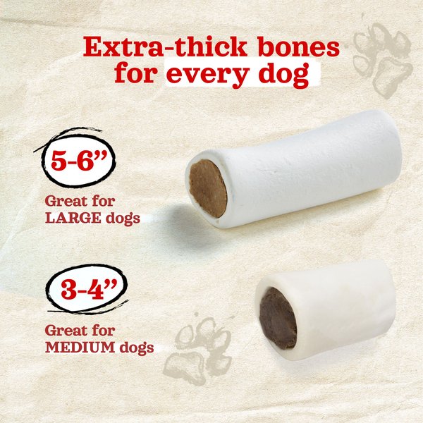 Natural Farm 3 to 4-inch Bacon & Cheese Flavor Stuffed Dog Bones, 6 count
