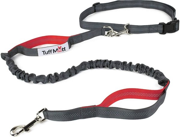 Tuff Mutt Hands-Free Bungee Leash, Gray & Coral slide 1 of 11