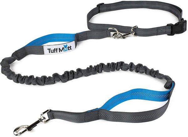 Tuff Mutt Hands-Free Bungee Leash, Gray & Blue slide 1 of 11