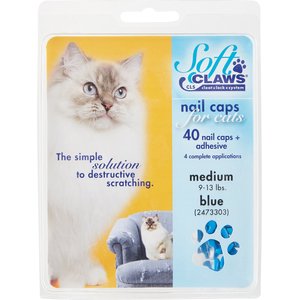 Soft Claws Cat Nail Caps, 40 count, Medium, Blue