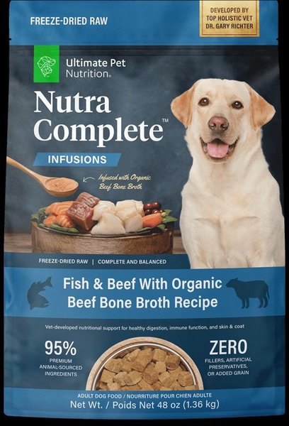 ULTIMATE PET NUTRITION Nutra Complete Plus Bone Broth Fish & Beef Grain ... - Treeing Cur Beef Grain Free Immune System Dog Food