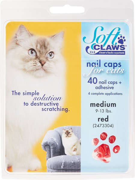 Soft Claws Cat Nail Caps, 40 count, Medium, Red slide 1 of 6