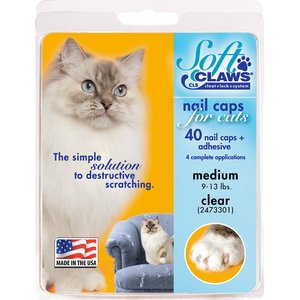 Soft Claws Cat Nail Caps, 40 count, Large, Clear