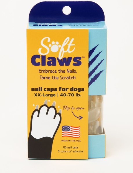 Soft Claws Nail Caps for Dogs, 40 Count, XX-Large, Clear slide 1 of 3