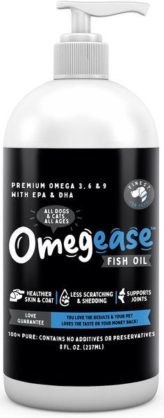 Finest for Pets Omegease Omega-Rich Fish Oil Dog & Cat Supplement, 8-oz bottle slide 1 of 7