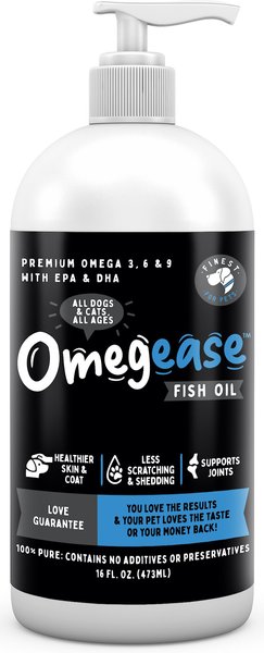 Finest for Pets Omegease Omega-Rich Fish Oil Dog & Cat Supplement, 16-oz bottle slide 1 of 7