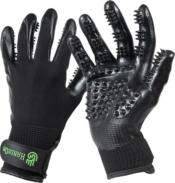HandsOn All-In-One Pet Bathing & Grooming Gloves, Black, Medium slide 1 of 8