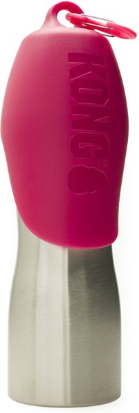KONG H2O Stainless Steel Dog Water Bottle, Pink, 25-oz slide 1 of 2