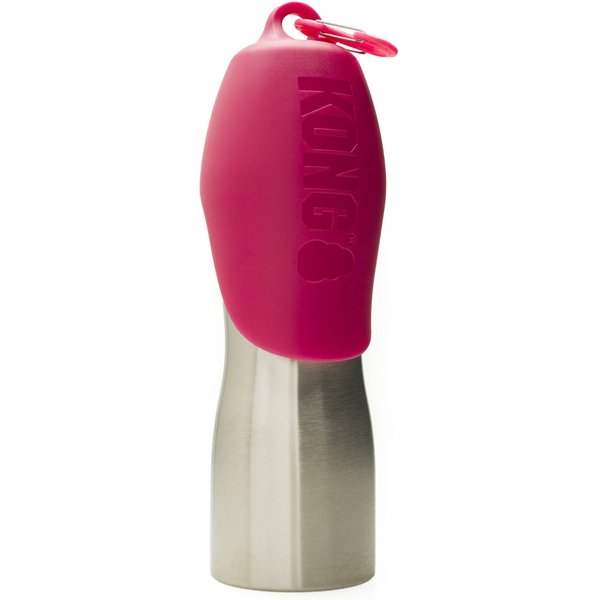KONG H2O Stainless Steel Dog Water Bottle, Pink, 25oz