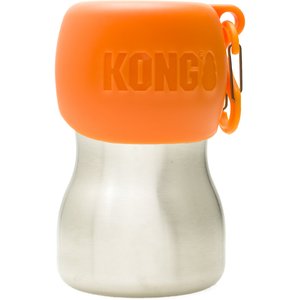 KONG H2O Stainless Steel Dog Water Bottle, Orange, 9.5-oz