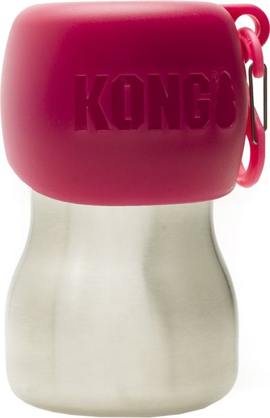 KONG H2O Stainless Steel Dog Water Bottle, Pink, 9.5-oz slide 1 of 2