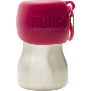 KONG H2O Stainless Steel Dog Water Bottle, Pink, 9.5-oz
