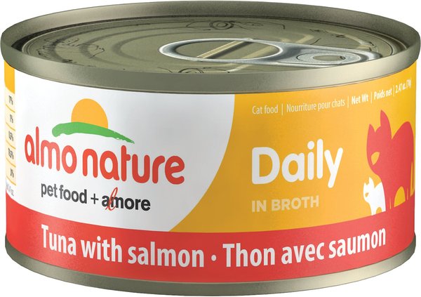 Almo Nature Daily Tuna with Salmon in Broth Grain-Free Canned Cat Food, 2.47-oz, case of 12 slide 1 of 8