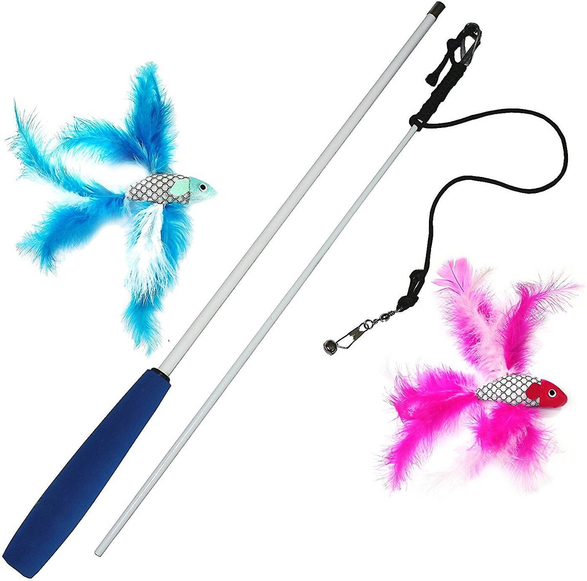 Pet Fit For Life 2 Fish Feather Wand Cat Toy