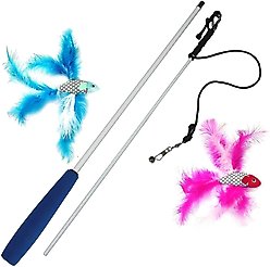 Pet Fit For Life 2 Fish Feather Wand Cat Toy