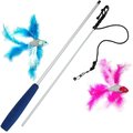 Frisco Bird Teaser with Feathers Cat Toy, Blue