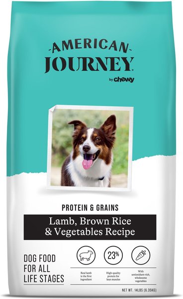 American Journey Protein & Grains Lamb, Brown Rice & Vegetables Recipe Dry Dog Food, 14-lb bag slide 1 of 9