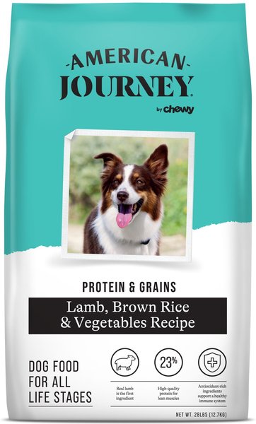 American Journey Protein & Grains Lamb, Brown Rice & Vegetables Recipe Dry Dog Food, 28-lb bag slide 1 of 9