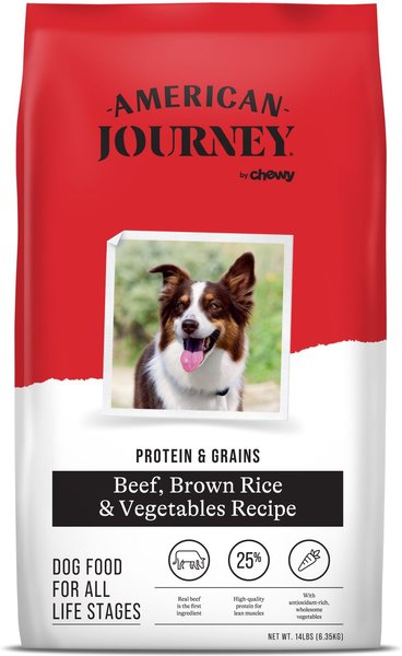 American Journey Protein & Grains Beef, Brown Rice & Vegetables Recipe Dry Dog Food, 14-lb bag slide 1 of 9