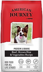 American Journey Protein & Grains Beef, Brown Rice & Vegetables Recipe Dry Dog Food, 28-lb bag