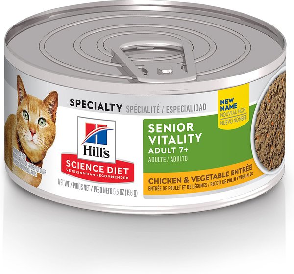 Hill's Science Diet Adult 7+ Senior Vitality Chicken & Vegetable Entrée Canned Cat Food, 5.5-oz, case of 24 slide 1 of 9