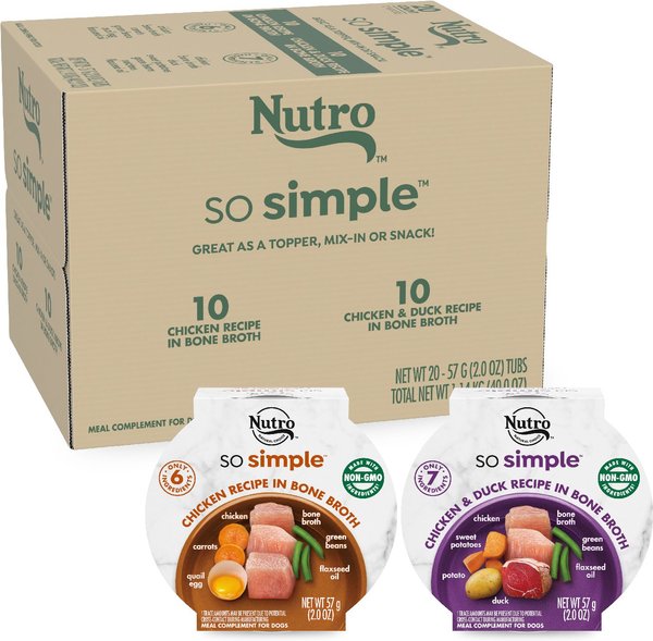 Nutro So Simple Meal Complement Adult Chicken Duck in Bone Broth Variety Pack Wet Dog Food 2 oz Can Case of 20